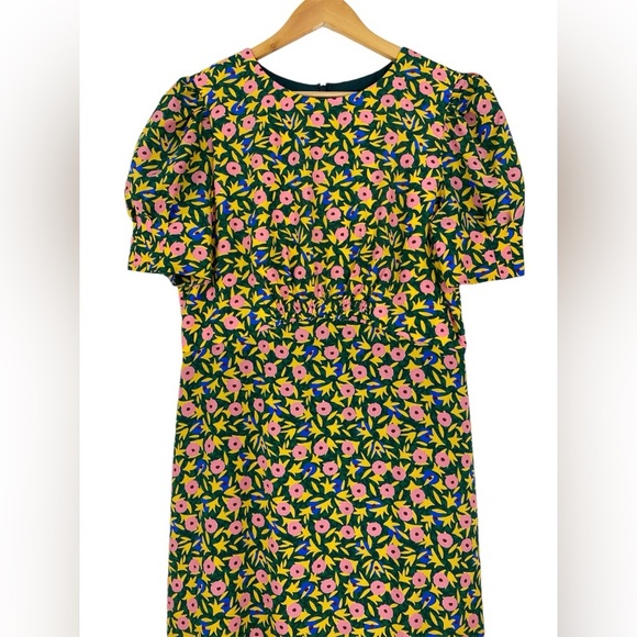 Saloni Bianca Midi Dress Silk Crepe Alpine Bouquet Size 12 - Picture 4 of 11